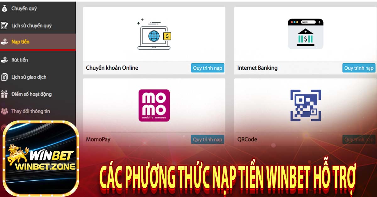 Các phương thức nạp tiền winbet hỗ trợ 